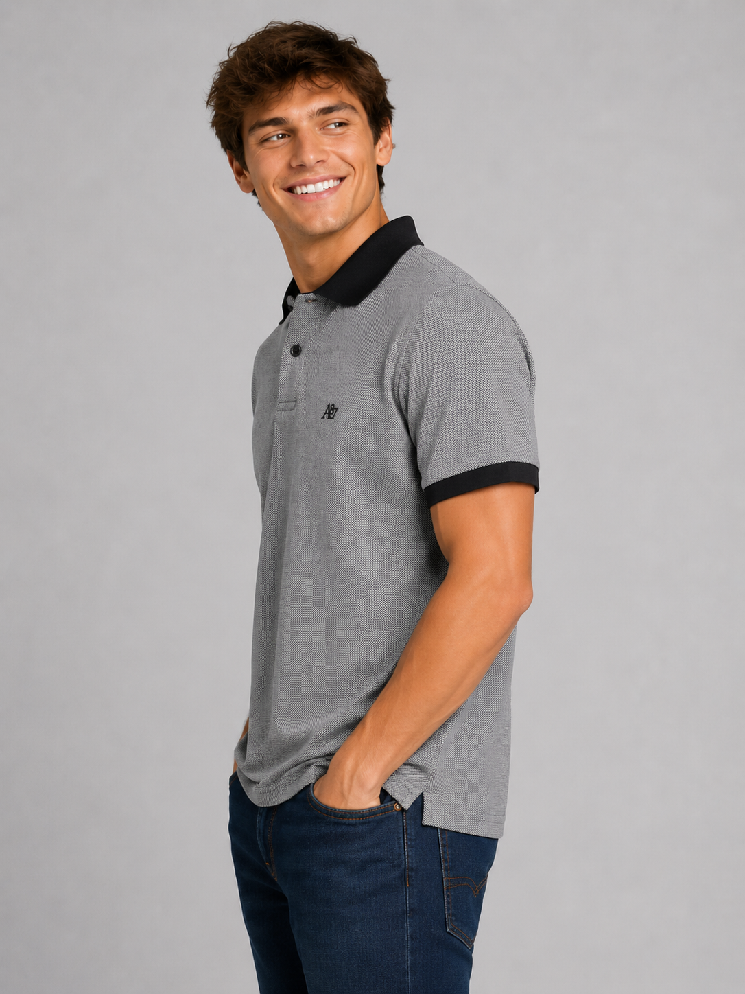 Camiseta Polo Aero Guys SS Novelty Polo Charcoal Heather Grey 2180
