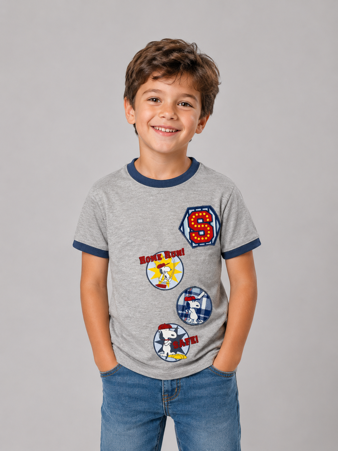 Camiseta con manga corta Kids Aero B Level 2 SS Light Heather Grey PEANUTS302