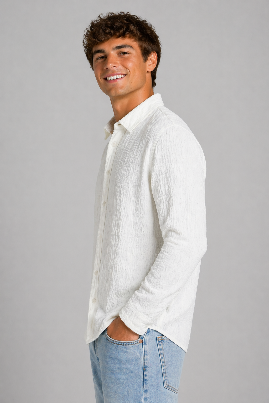 Camisa Para Hombre Aero Guys LS Woven Shirts Bleach 2268