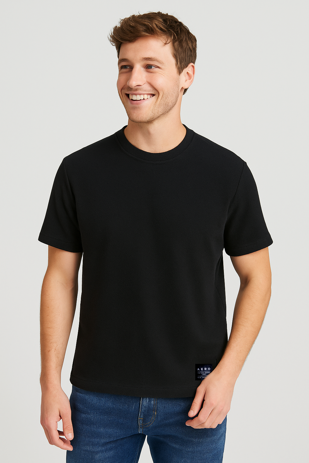 Camiseta Para Hombre Aero BC SS Knits Dark Black (Oversize) 8999