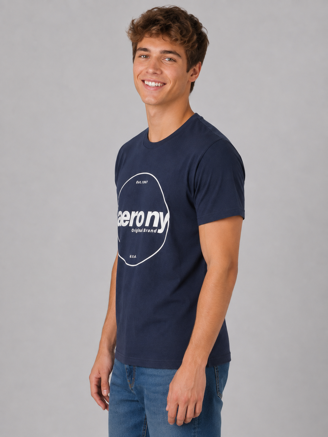 Camiseta Para Hombre Aero Level 1 Graphic Tees Cadet Navy 2168
