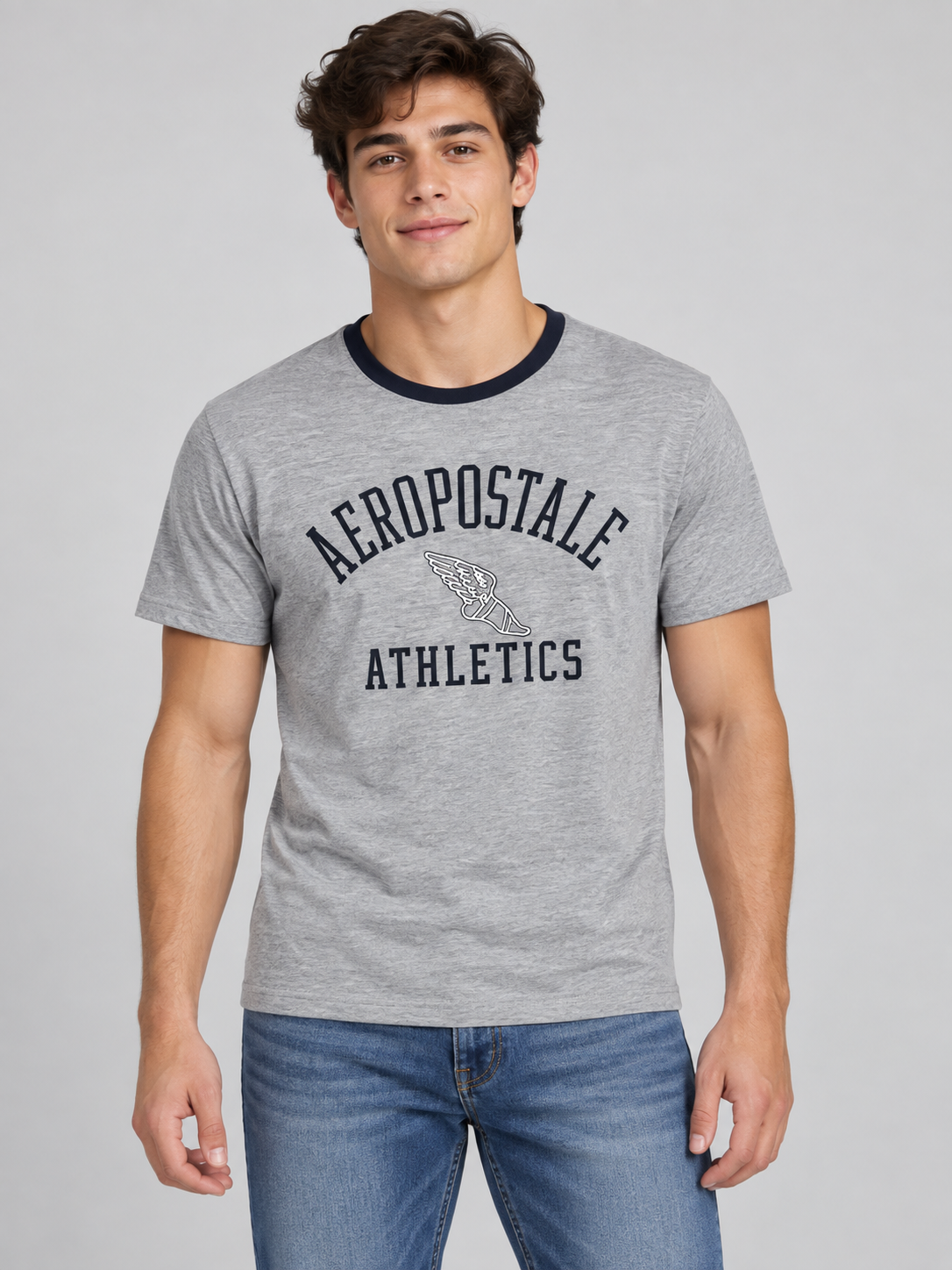 Camiseta Para Hombre Aero Level 2 Graphic Tees Light Heather Grey 5604