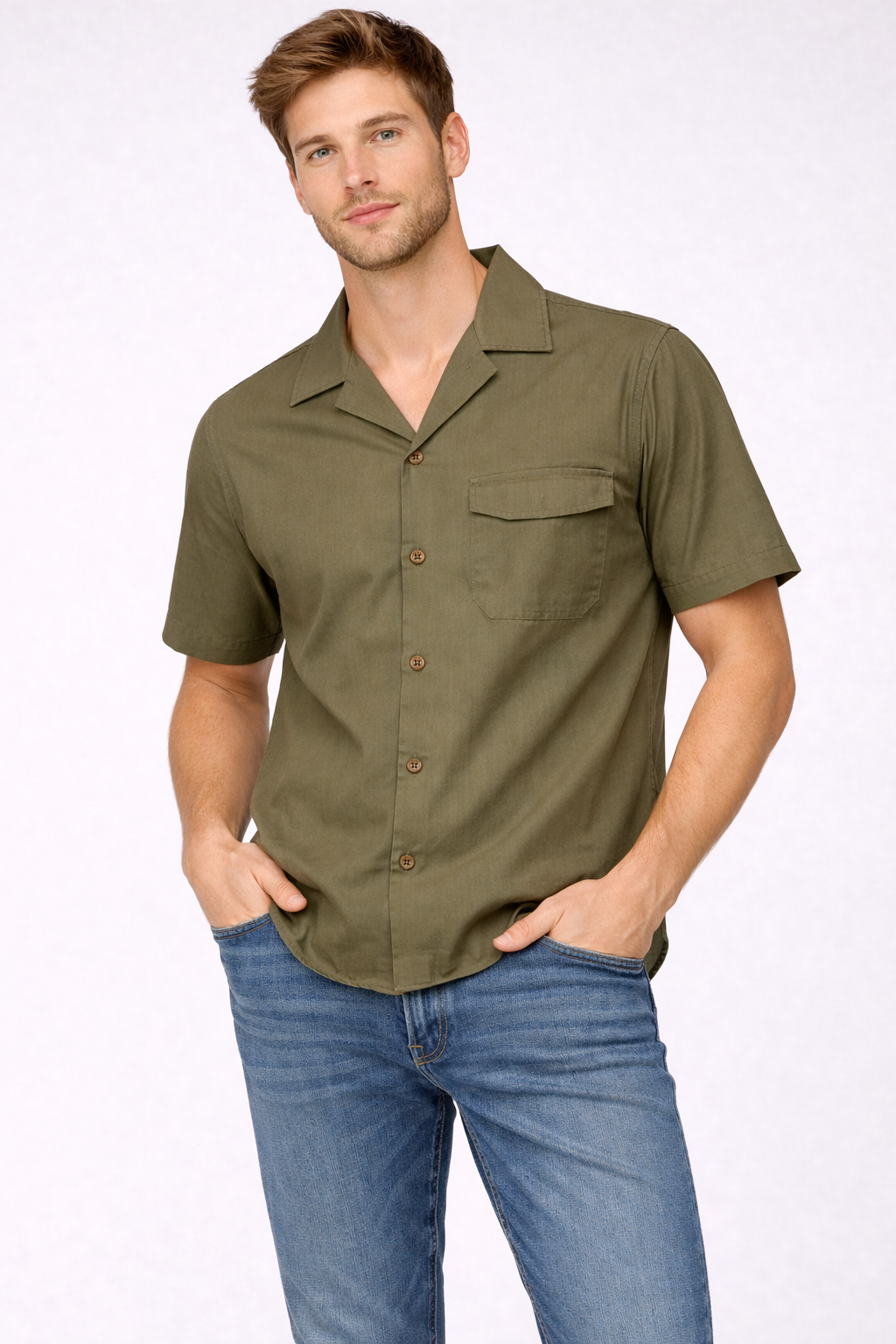 Camisa Para Hombre Aero Guys SS Woven  SHirts Green Gables Relax 2221