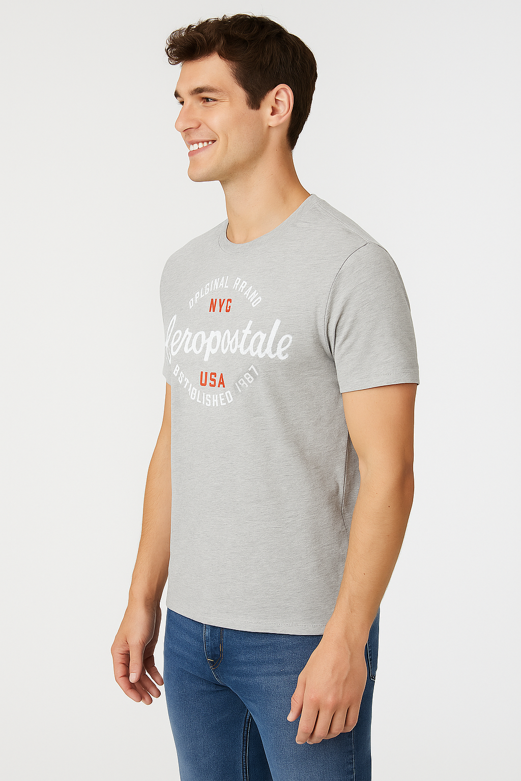 Camiseta Para Hombre Aero Level 1 Graphic Tees Light Heather Grey 7441